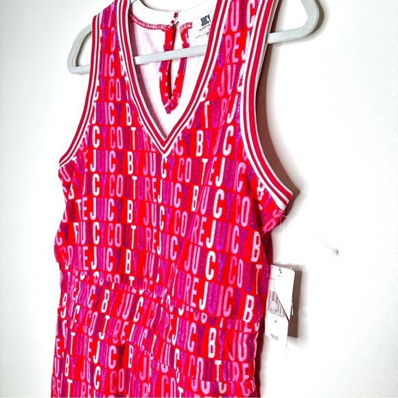 NWT Juicy Couture Terry Cloth Logo Romper Shorts Elastic Waist V Neck Woman’s M - Picture 3 of 11